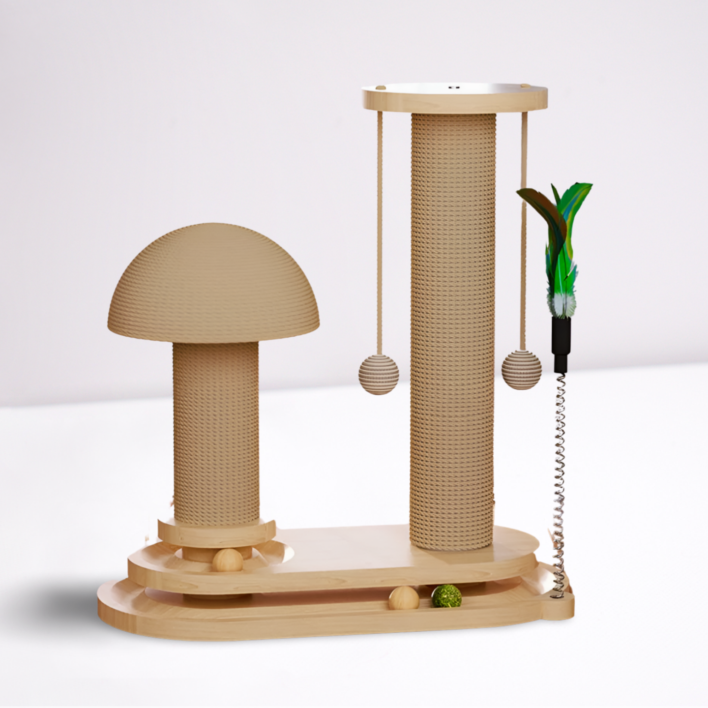 Wooden Cat Turntable Scratching Post